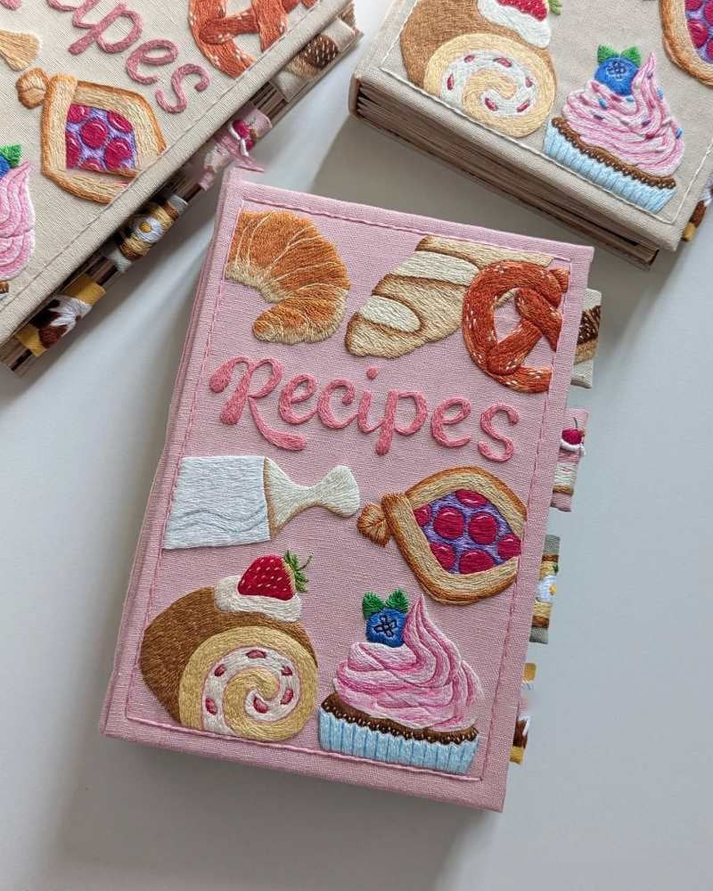 Notebook | Handcrafted Recipe Journal | Embroidered Textile Cover | RecipeHeart