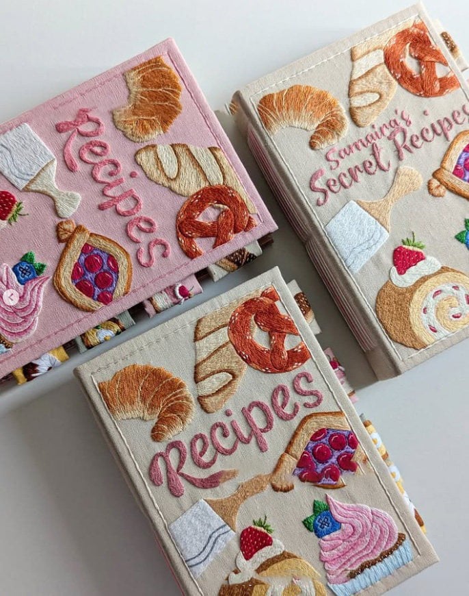 Notebook | Handcrafted Recipe Journal | Embroidered Textile Cover | RecipeHeart