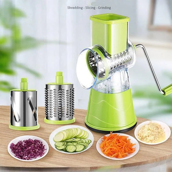 Rotary Vegetable Grater | Drum Cutting Blades | Secure Non-Slip Suction Base | SliceCraft