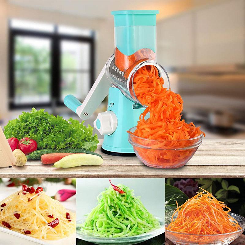 Rotary Vegetable Grater | Drum Cutting Blades | Secure Non-Slip Suction Base | SliceCraft